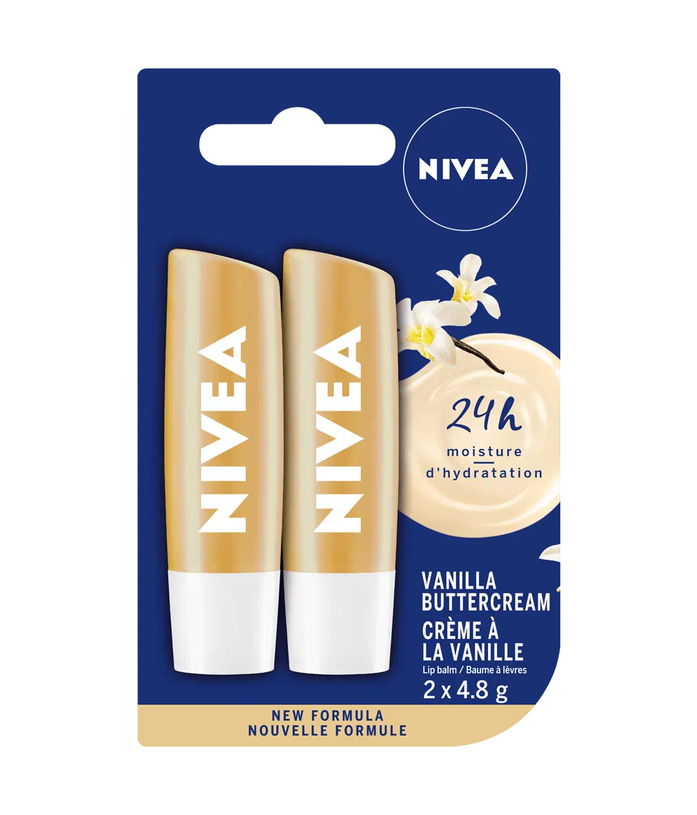 NIVEA Vanilla Buttercream 24H Moisture Lip Balm Sticks (2 x 4.8 g)