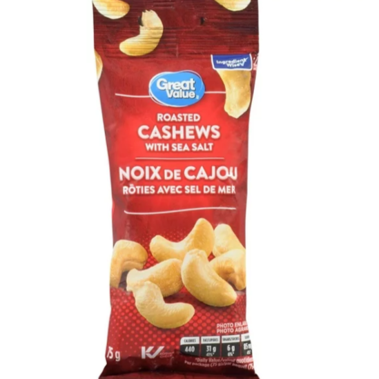 Great Value Roasted Cashews with Sea Salt (5 x 75 g)