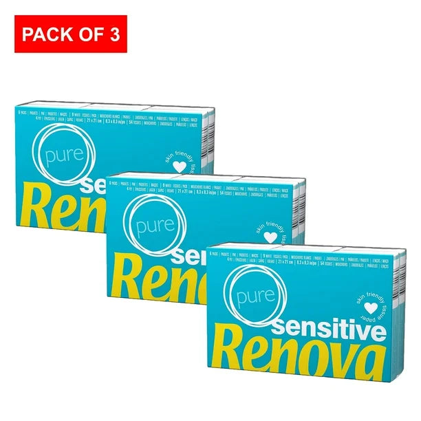 Renova Sensitive Pocket Tissues- Pure (6 Pack) (Pack of 3)