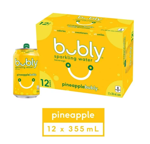 Bubly Pineapple Sparkling Water (12 x 355mL)