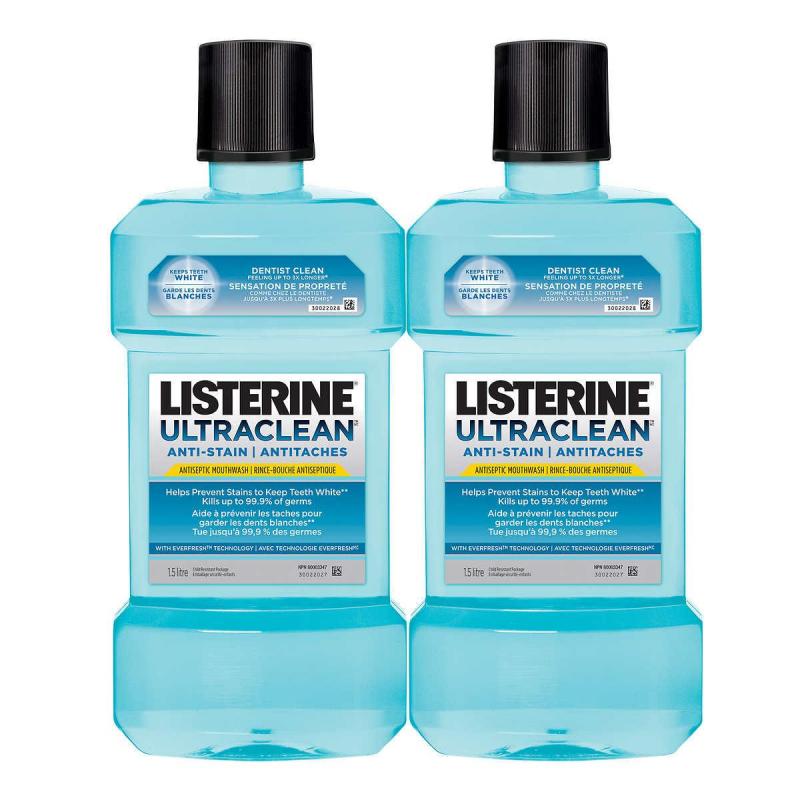 Listerine Ultraclean Anti-stain Mouthwash (2 × 1.5 L)